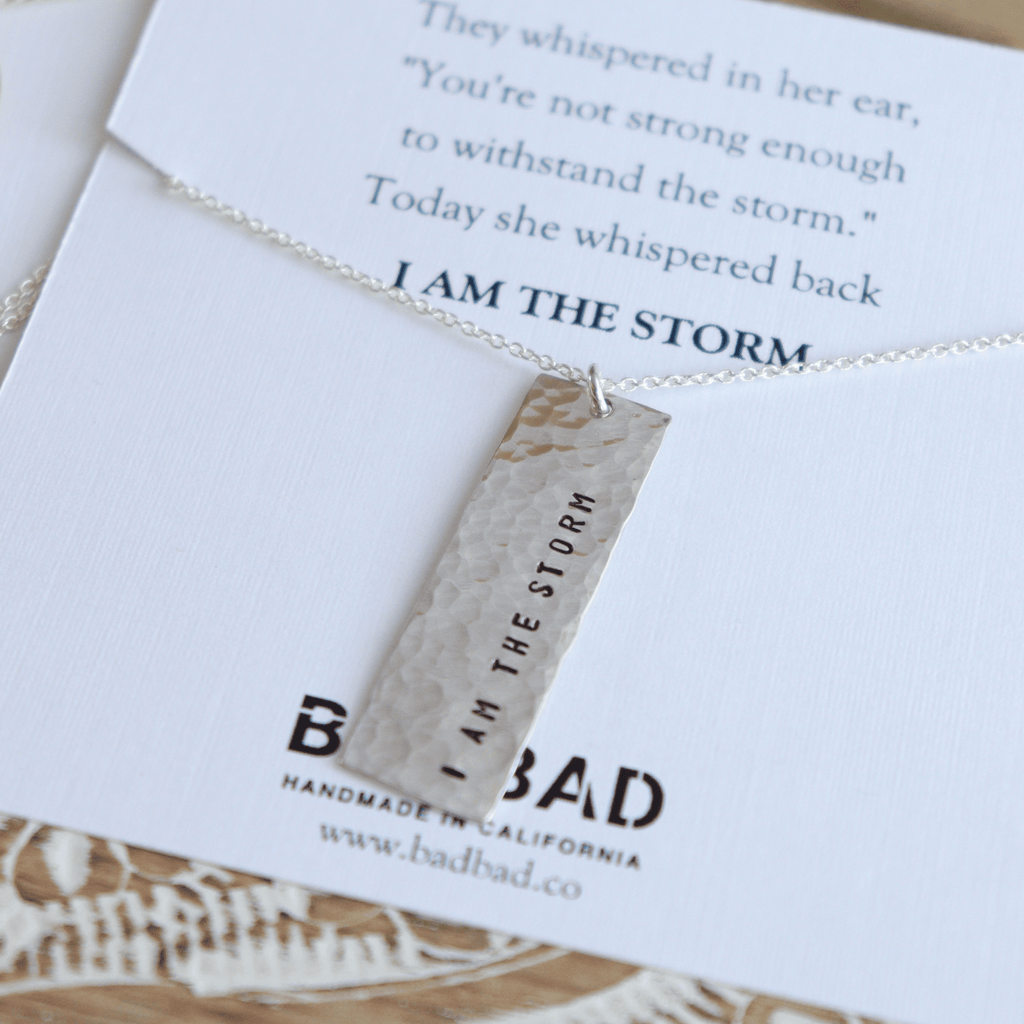 I Am The Storm Long Rectangle Necklace