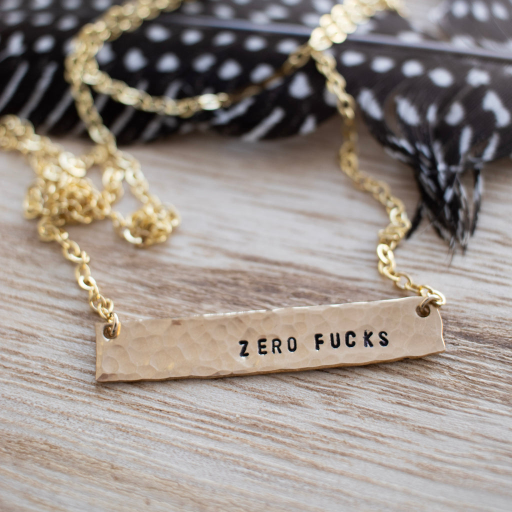 Zero Fucks Bar Necklace