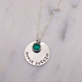 Never Settle Coin LONG Necklace [with Green-Turquoise Crystal]